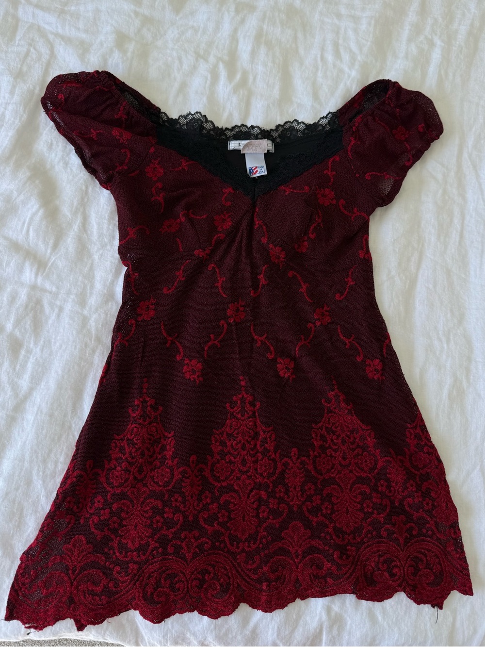 La Belle Lace Overlay Tunic with Black Lace Trim